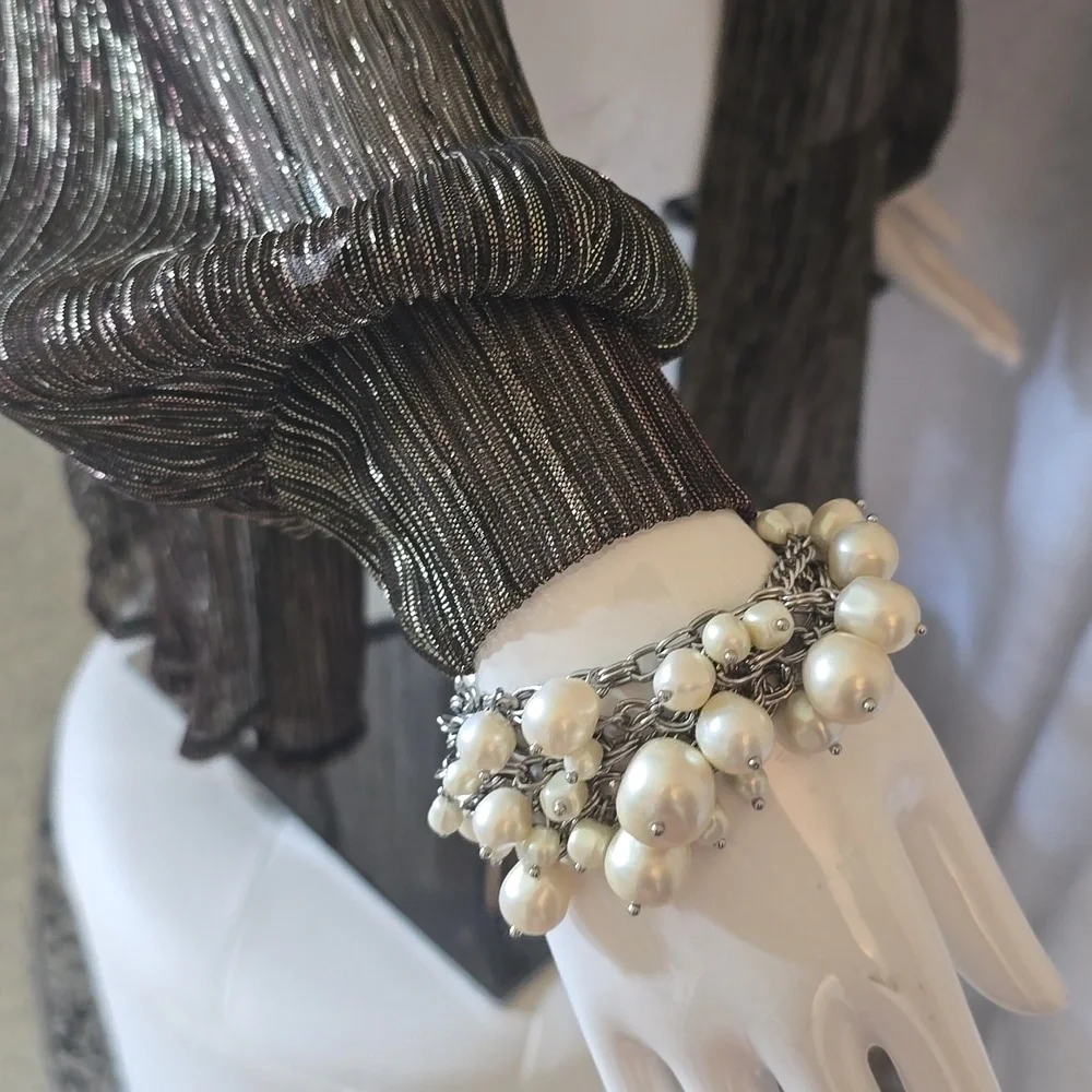 I.N. Studio Gold Blsck Metallic Evening Sheer Cardigan cover up jacket NEW - Picture 3 of 6